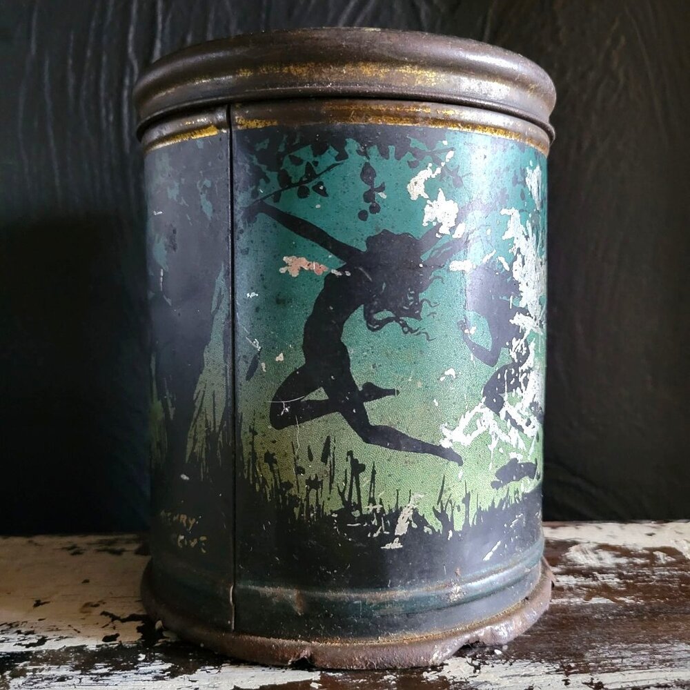 Antique 1920's Fairies In Moon Light Tin By Henry Clive Canco Beautebox Tin - Picture 2 of 12